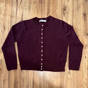 Zara Deep Burgundy Cardigan Sweater